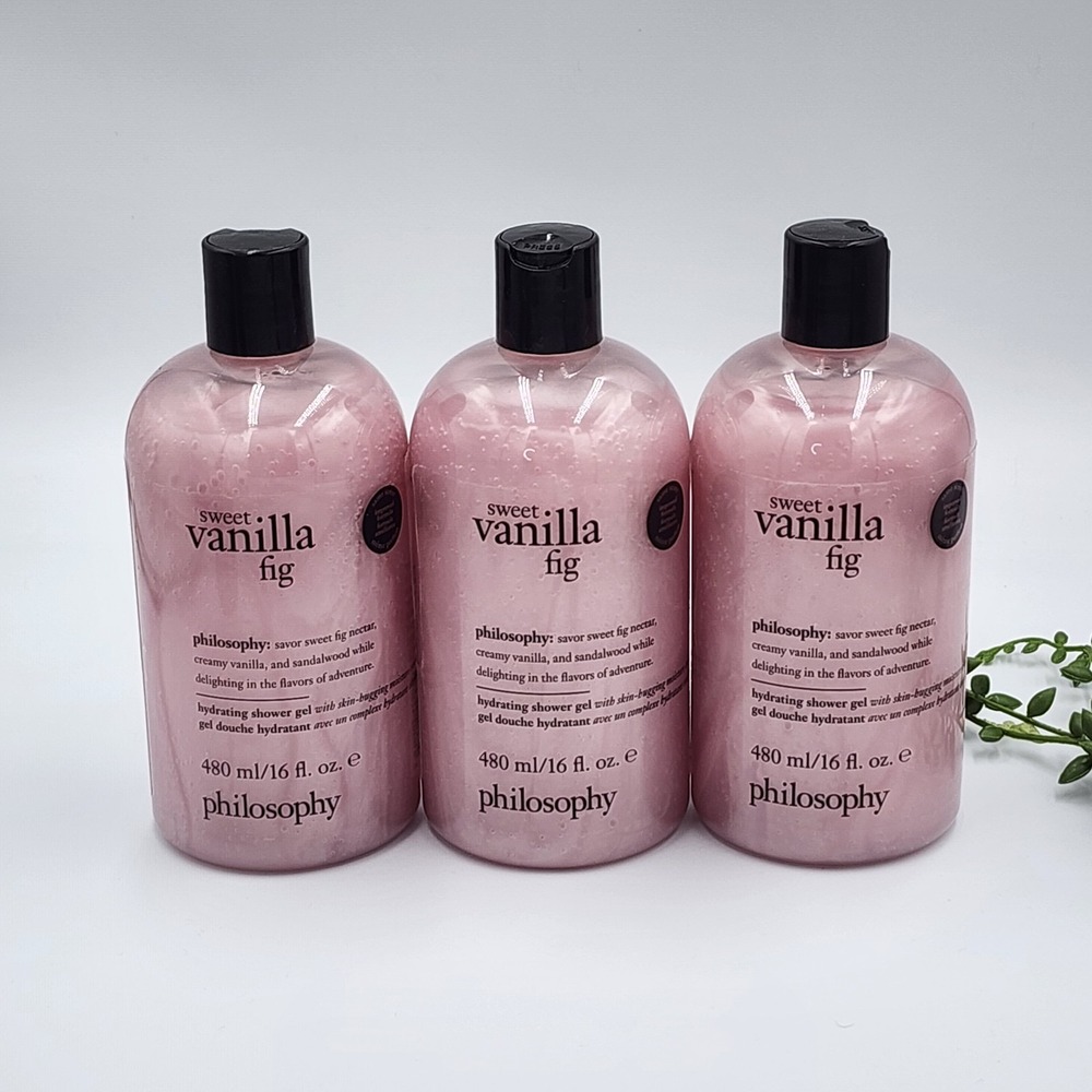 Philosophy Sweet Vanilla Fig Hydrating Shower Gel 16 fl oz x 3 NEW